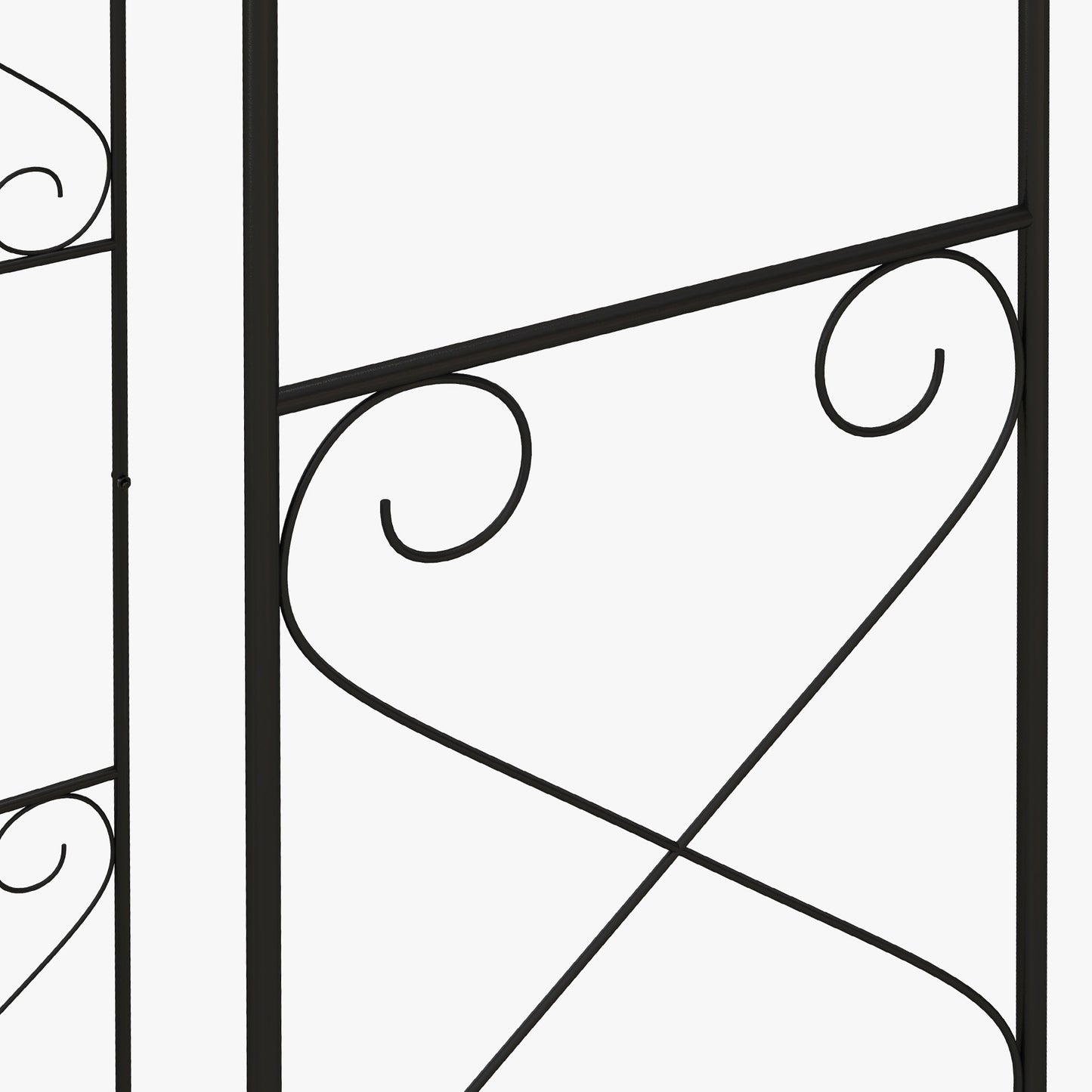 Outsunny Powder Coated Steel Garden Arch With Gate Black For Outdoor Decor And Climbing Vines Plants