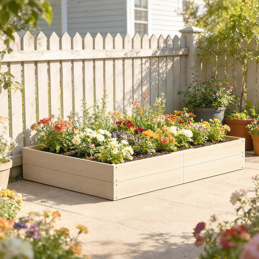 Outsunny Wooden Raised Bed For Garden 620L Extra Large Open Bottom Outdoor Planter Box