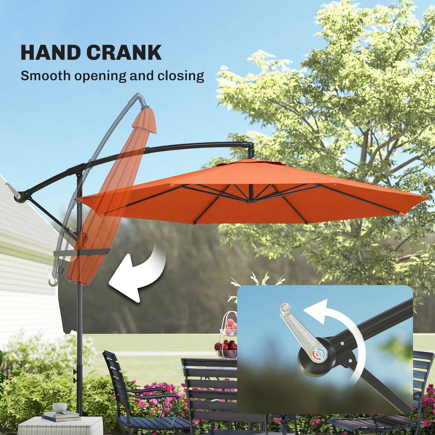 Outsunny 3m Overhanging Cantilever Parasol With Cross Base Orange UV Resistant Polyester Umbrella