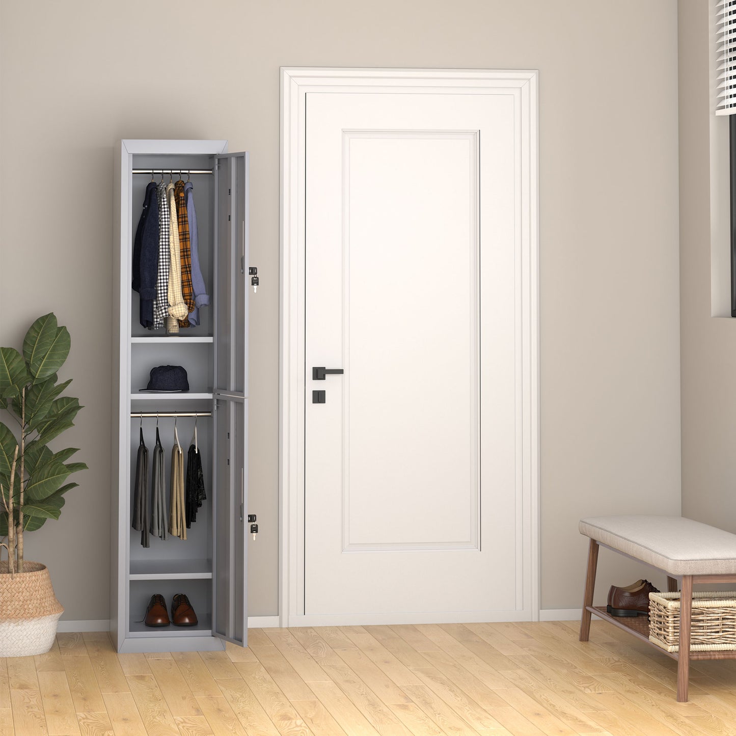 Vinsetto Locker Cabinet Storage Cold Rolled Steel With Shelves Vertical Cupboard Grey 38 x 46 x 180 cm