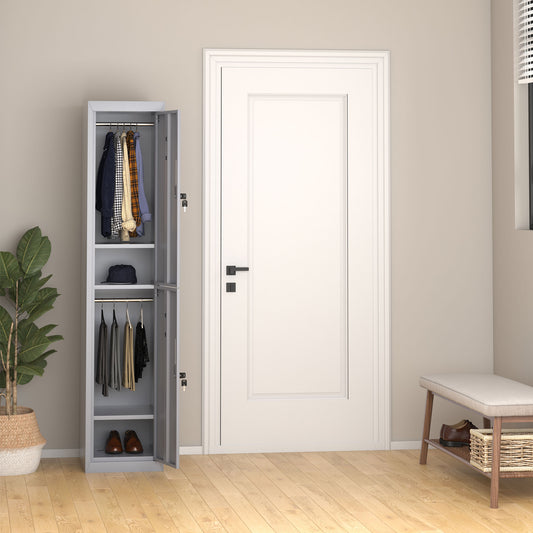 Vinsetto Locker Cabinet Storage Cold Rolled Steel With Shelves Vertical Cupboard Grey 38 x 46 x 180 cm