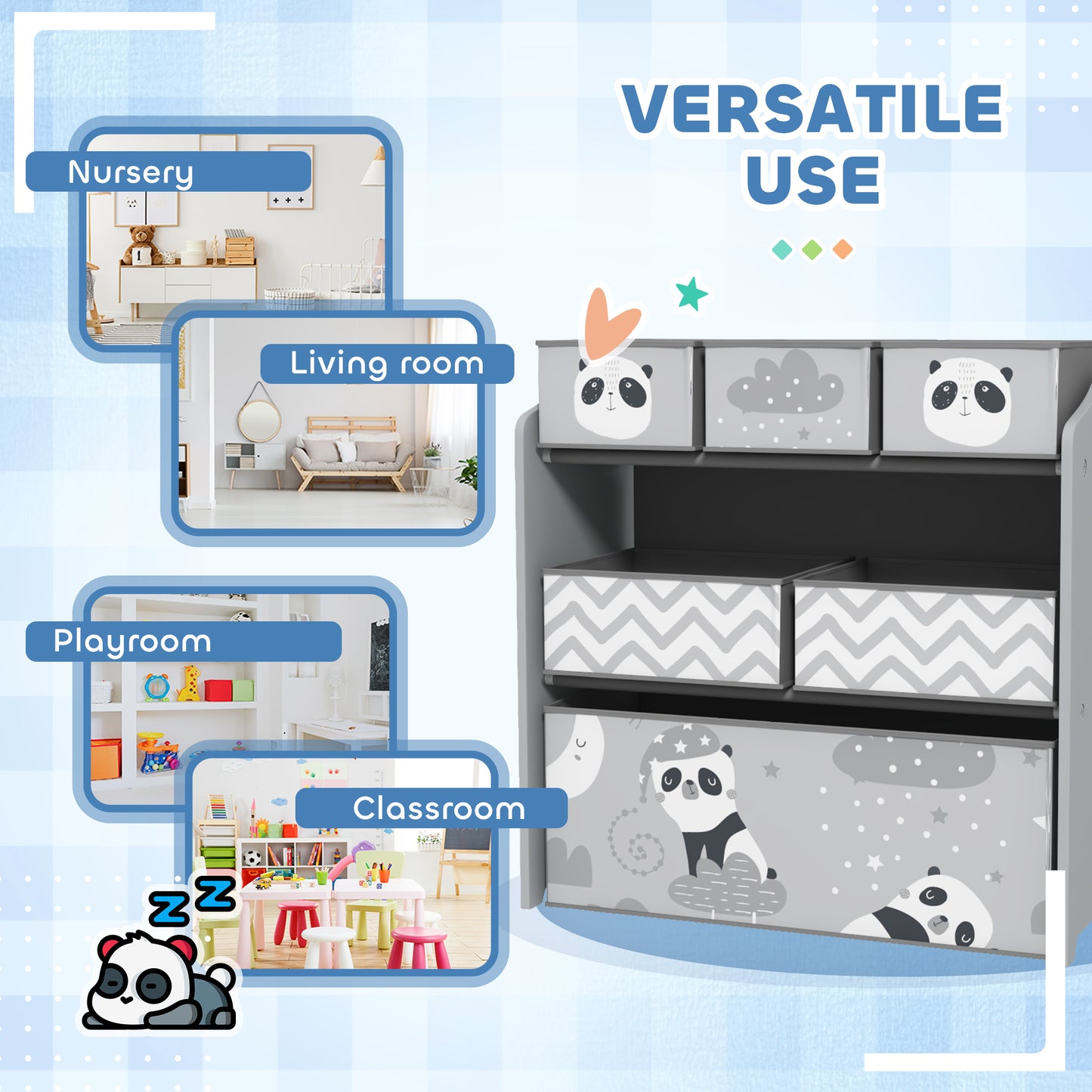 Zonekiz Kids Table And Chairs With Storage Unit And Easel Set, Cute Animal Design Activity Furniture For Ages 3-8 Grey