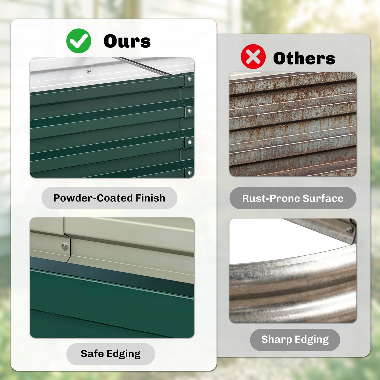 Outsunny Set Of 2 Raised Garden Beds Galvanized Outdoor Planters For Herbs And Vegetables For Patio Balcony Green
