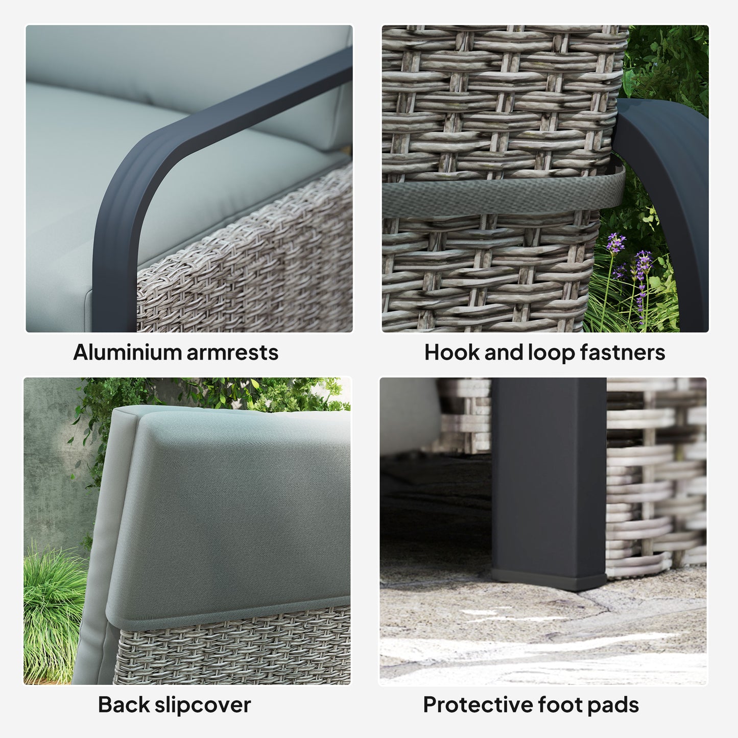 Outsunny 140 Degree Reclining Rattan Armchair With Adjustable Back And Footrest In Mixed Grey Cushioned Lounge Chair