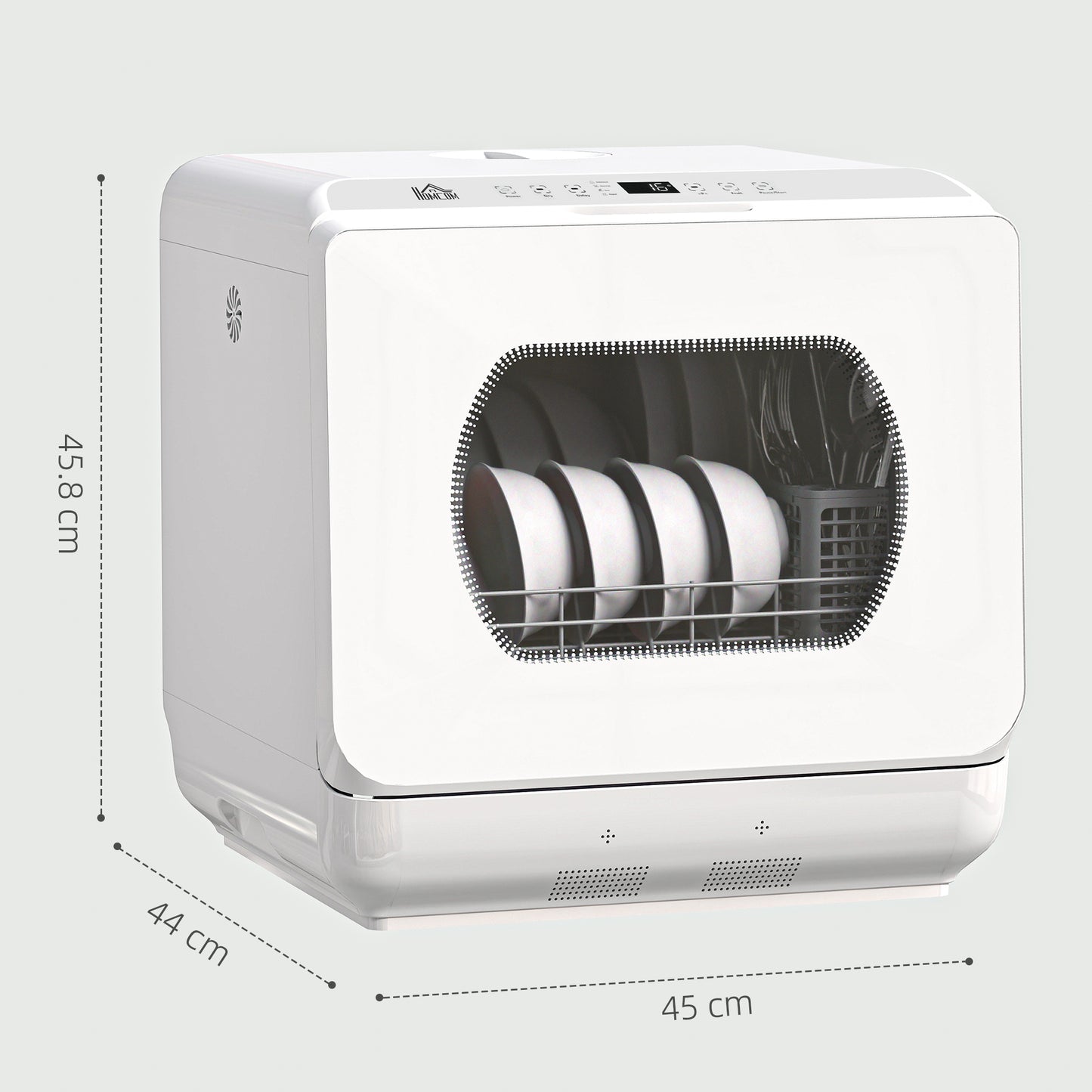 HOMCOM Tabletop Dishwasher Built In 6L Water Tank 6 Programs 4 Place Settings White