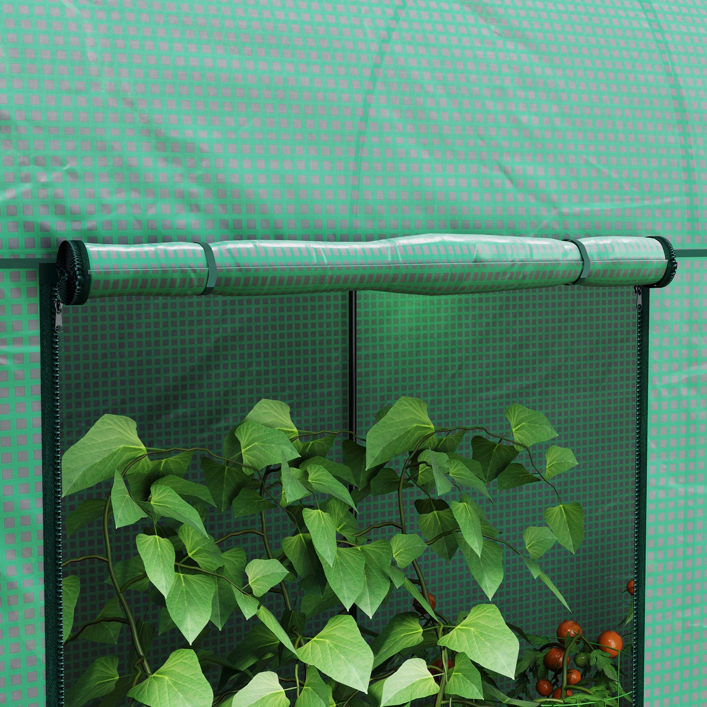 Outsunny 200 By 100 cm Walk In Greenhouse With Zipped Doors Green Ideal For Tomatoes Cucumbers Climbing Plants