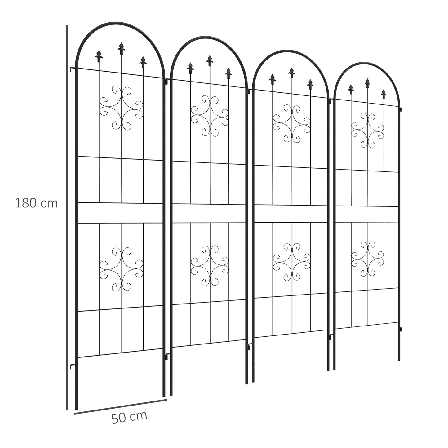 Outsunny Spiral Anchor Garden Trellis Panels Set Of Four For Vertical Growth With Powder Coated Metal And Ground Spikes