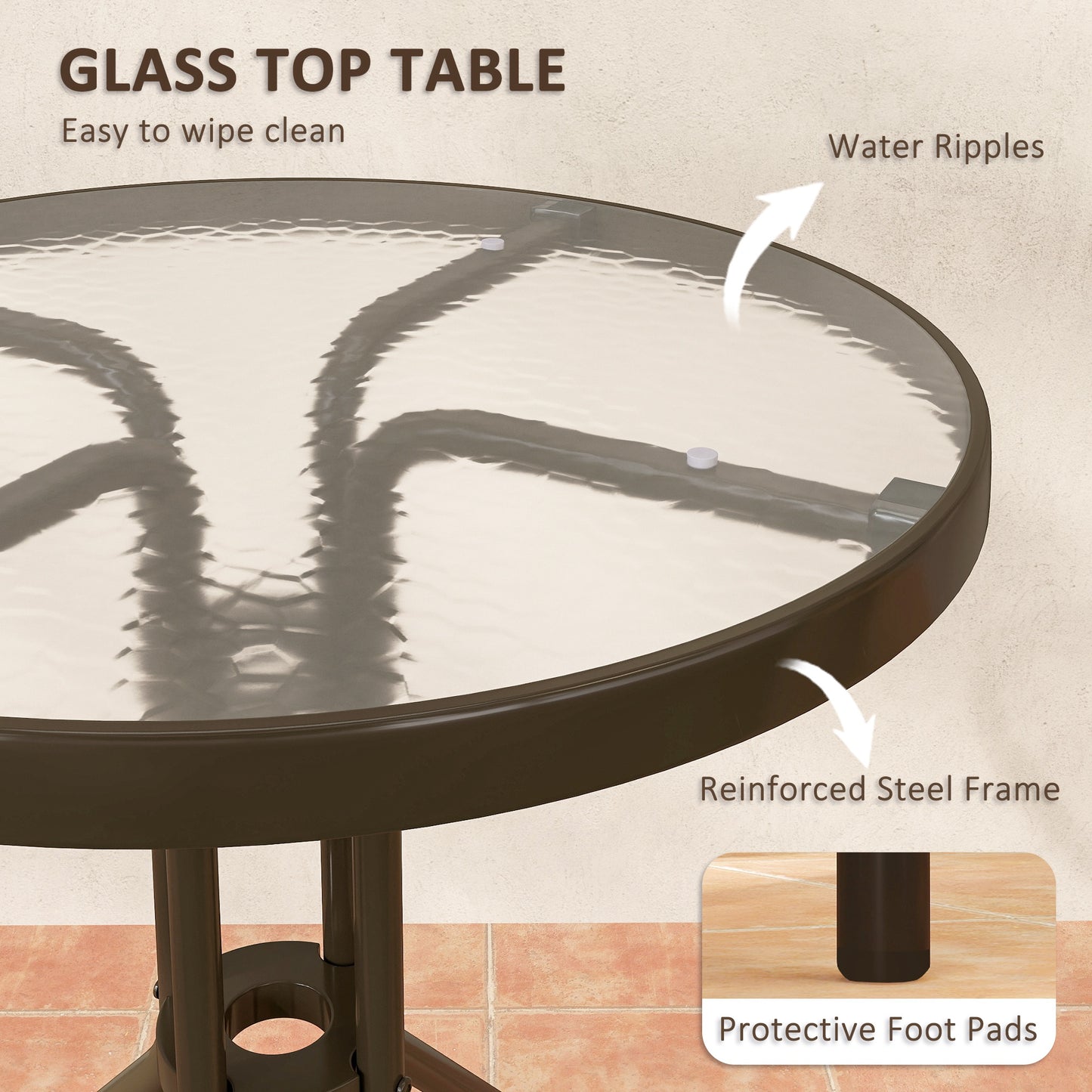 Outsunny 3 Pieces Patio Bistro Set With Stackable Chairs And Tempered Glass Table For Outdoor Balcony Garden Dark Brown