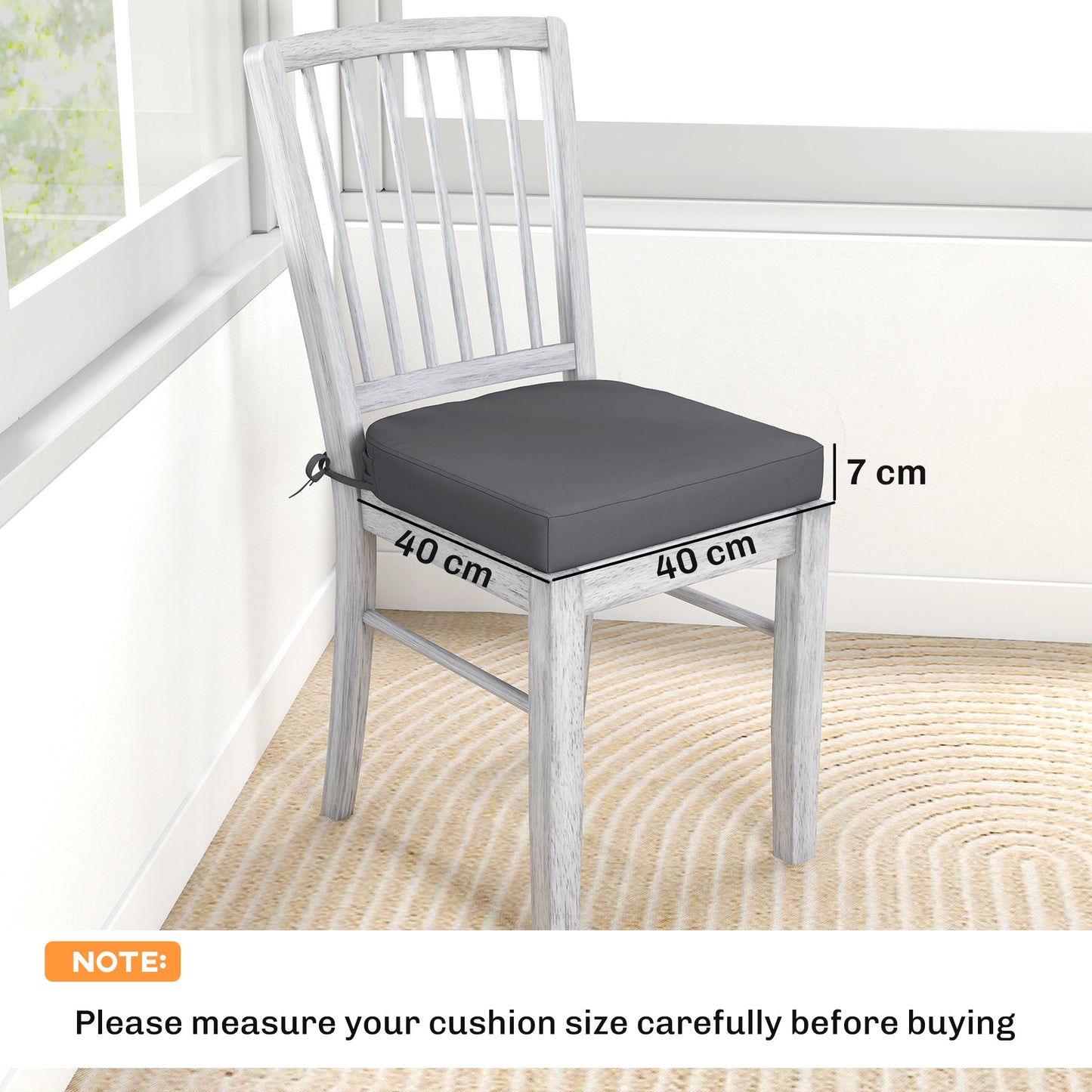 Outsunny Garden Chair Cushions Set Of 2 7cm Thick Foam With Ties Dark Grey Water Repellent