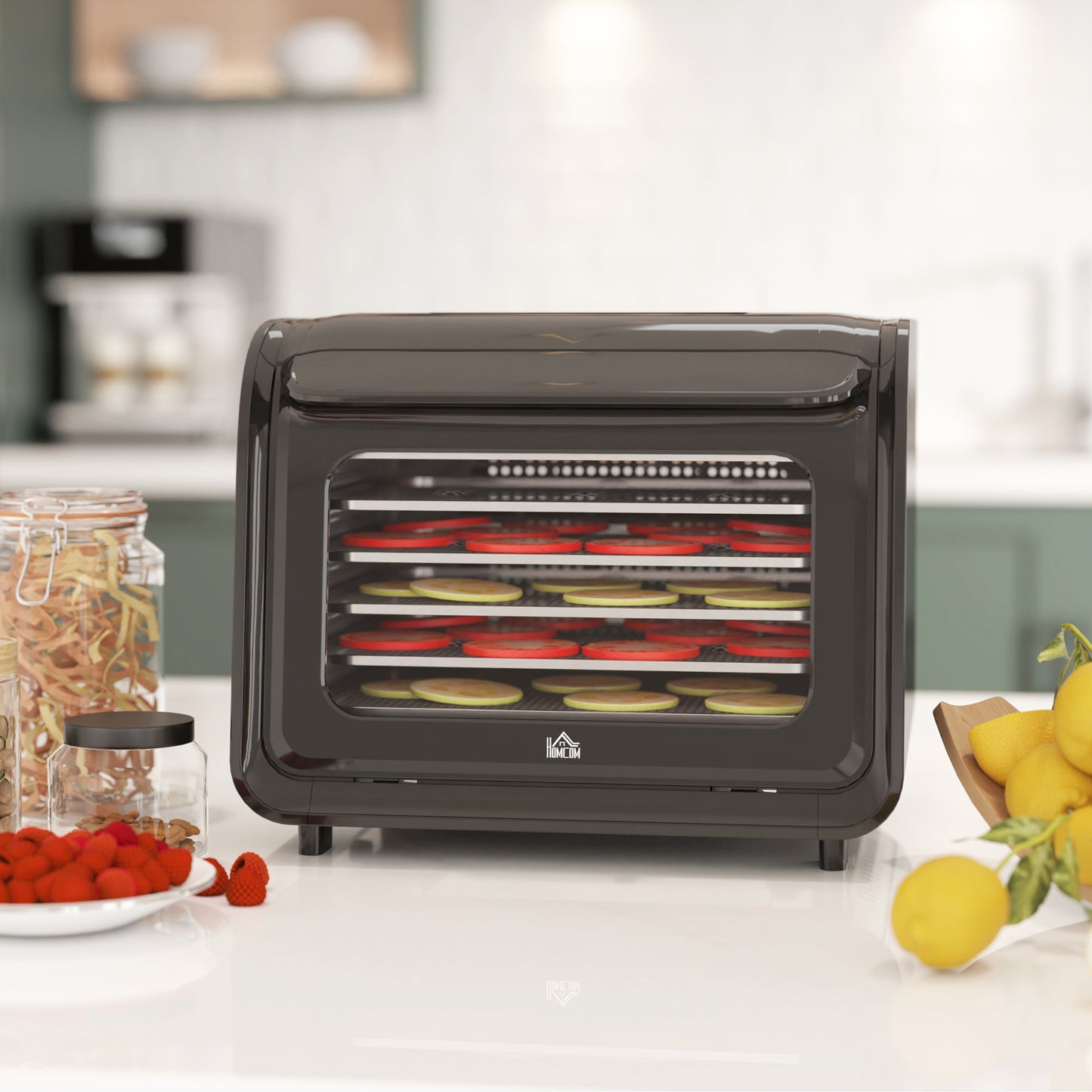 HOMCOM Six Tray Food Dehydrator With Adjustable Temperature 35 To 70 Celsius Black