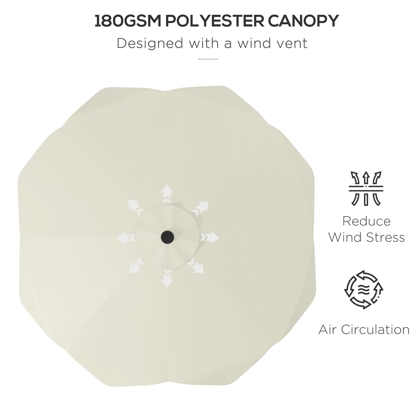 Outsunny Solar Patio Umbrella with LED and Tilt, Outdoor Market Table Umbrella Parasol with Crank, 3 x 3 (m), Cream White - ALL4U RETAILER LTD