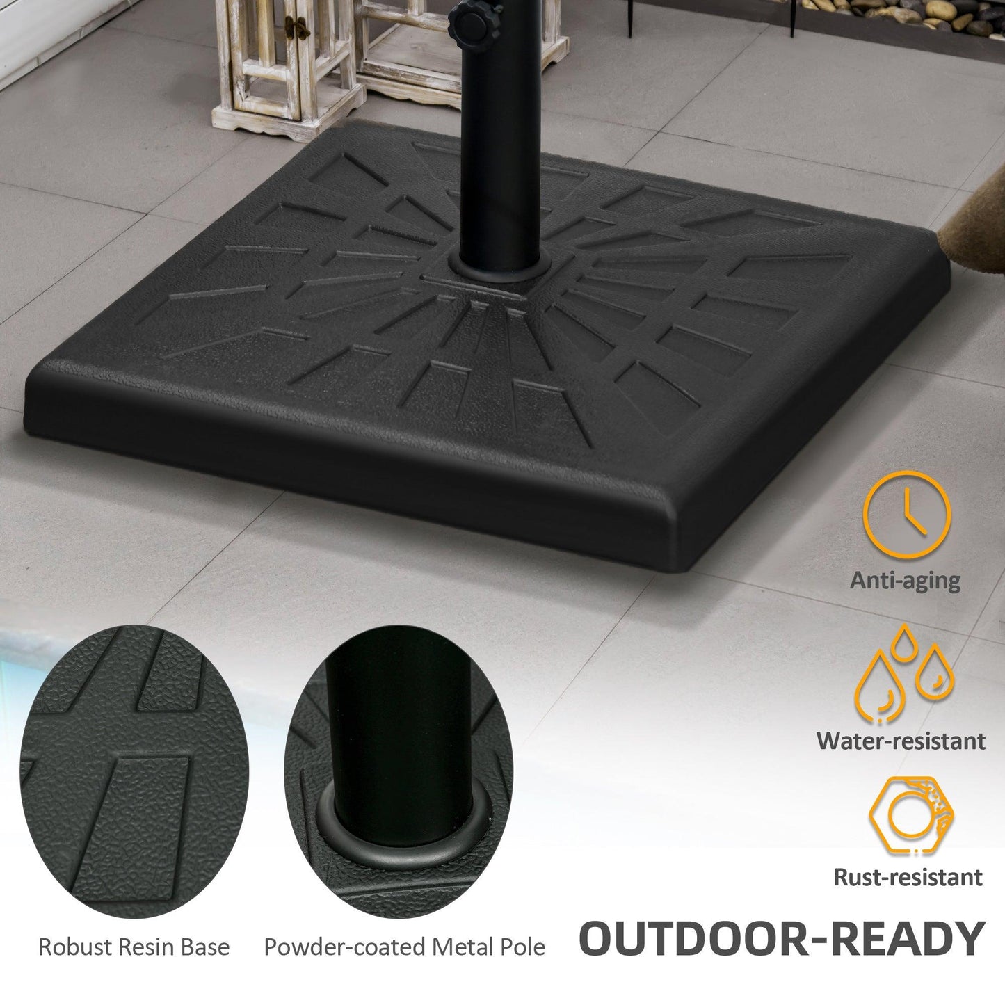 Outsunny 19kg Resin Garden Parasol Base Holder, Black - ALL4U RETAILER LTD