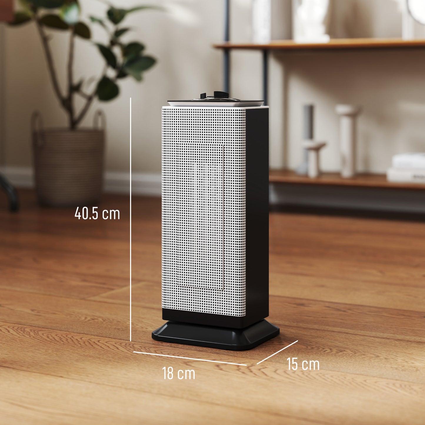HOMCOM 2000W Ceramic Electric Heater With Fan Oscillation Dual Safety Overheat Tip Over ERP Energy Saving Black