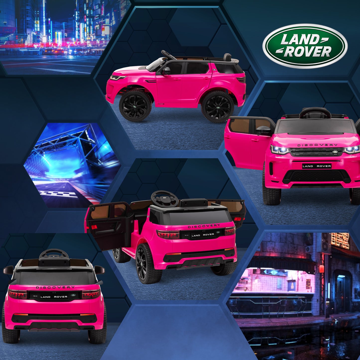 AIYAPLAY Licensed Pink 12V Land Rover Discovery Sport Kids Ride-On Car with Remote Control, Lights, Music & Horn for Ages 3-6