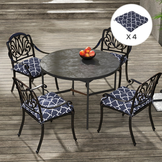 Outsunny Comfortable 4-Piece Blue Cushion Set for Patio Chairs with Ties - ALL4U RETAILER LTD