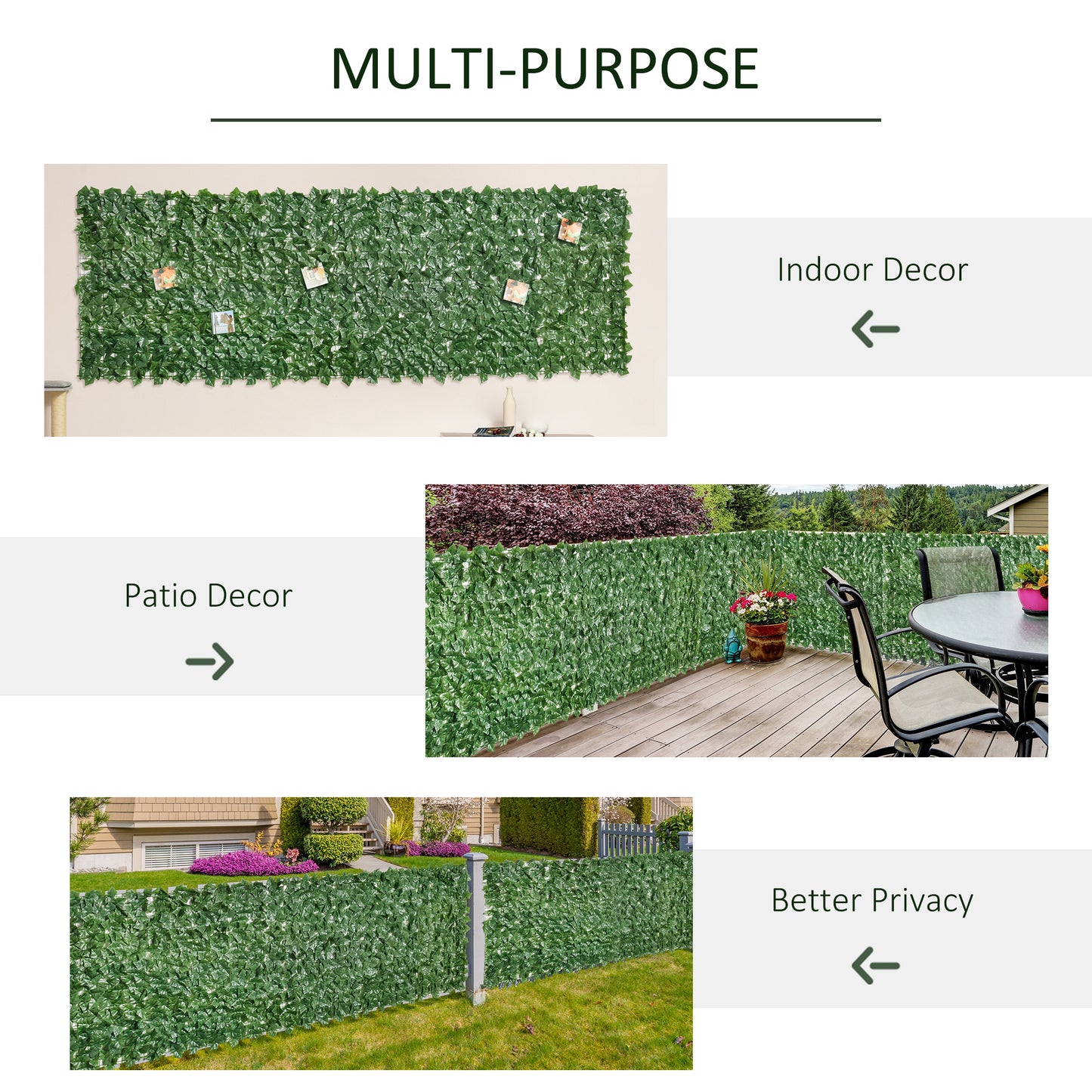 Outsunny 2-Pack Faux Leaf Privacy Screen for Garden and Outdoor Décor, Dark Green, 3M x 1M - ALL4U RETAILER LTD