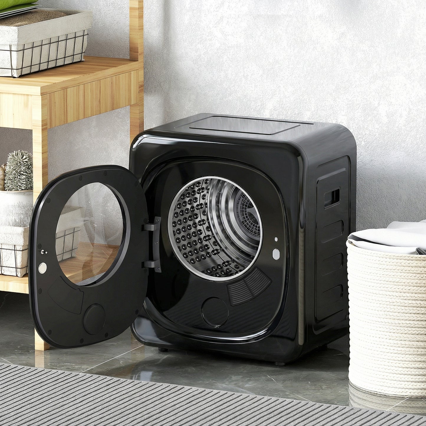 HOMCOM 4kg Vented Tumble Dryer 800W 5 Drying Modes Compact Freestanding Front Tumble Dryer Black