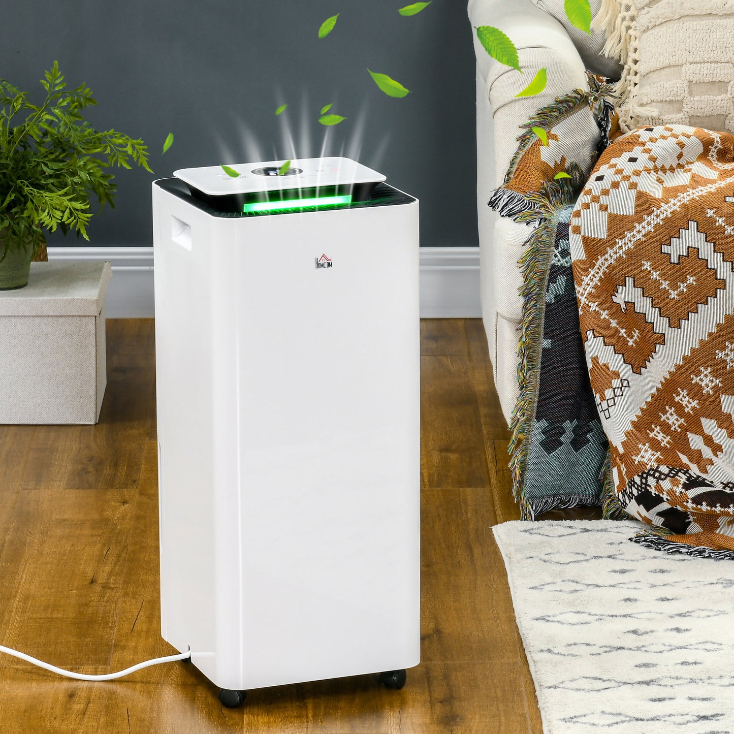 HOMCOM Portable Dehumidifier And Air Purifier 3500mL Capacity With 24H Timer 5 Modes 16L Per Day White