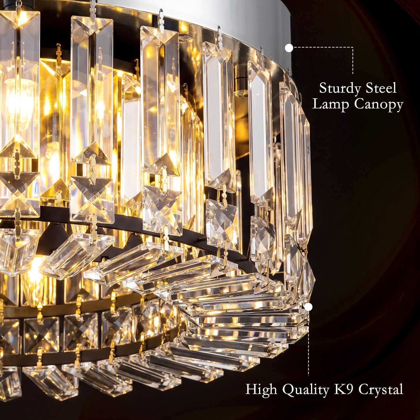HOMCOM Crystal Chandelier With 160 Crystal Pendants Six Light Ceiling Fixture In Silver Tone For Living Room And Dining