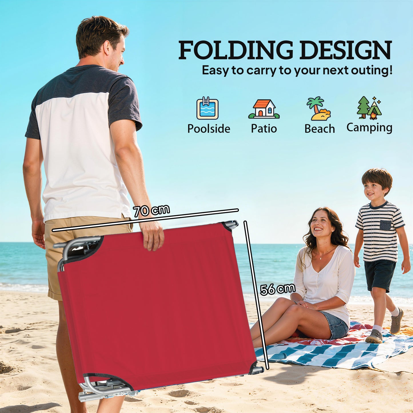 Outsunny Outdoor Foldable Sun Lounger Set Of 2 With Removable Canopy And 4 Level Adjustable Backrests