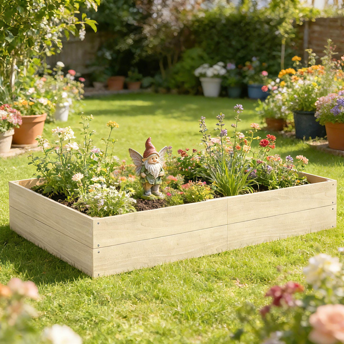 Outsunny Wooden Raised Bed For Garden 620L Extra Large Open Bottom Outdoor Planter Box