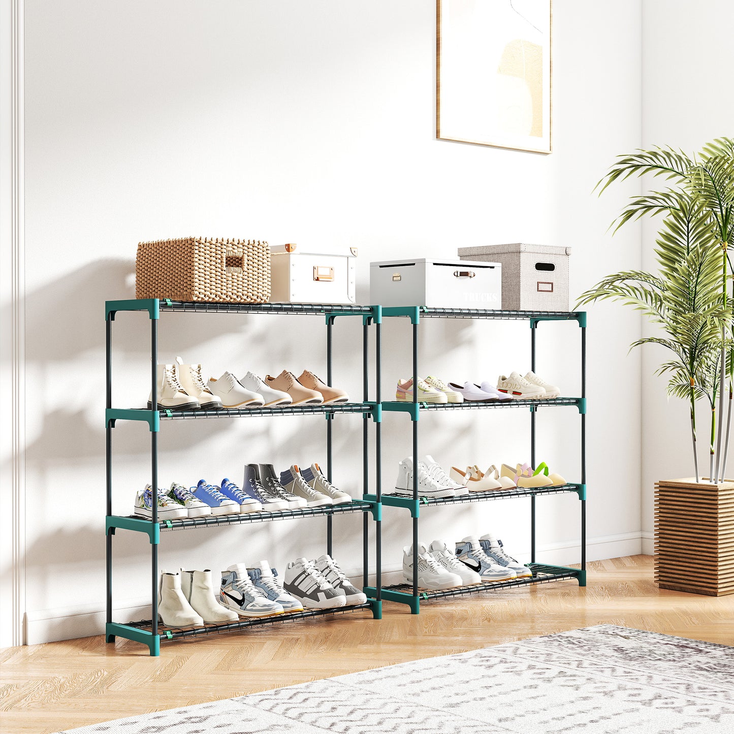 Outsunny 4 Tier Plant Stand Indoor Outdoor Set Of 2 Metal Plant Shelf With Rack Buckles For Easy Assembly Flower Display