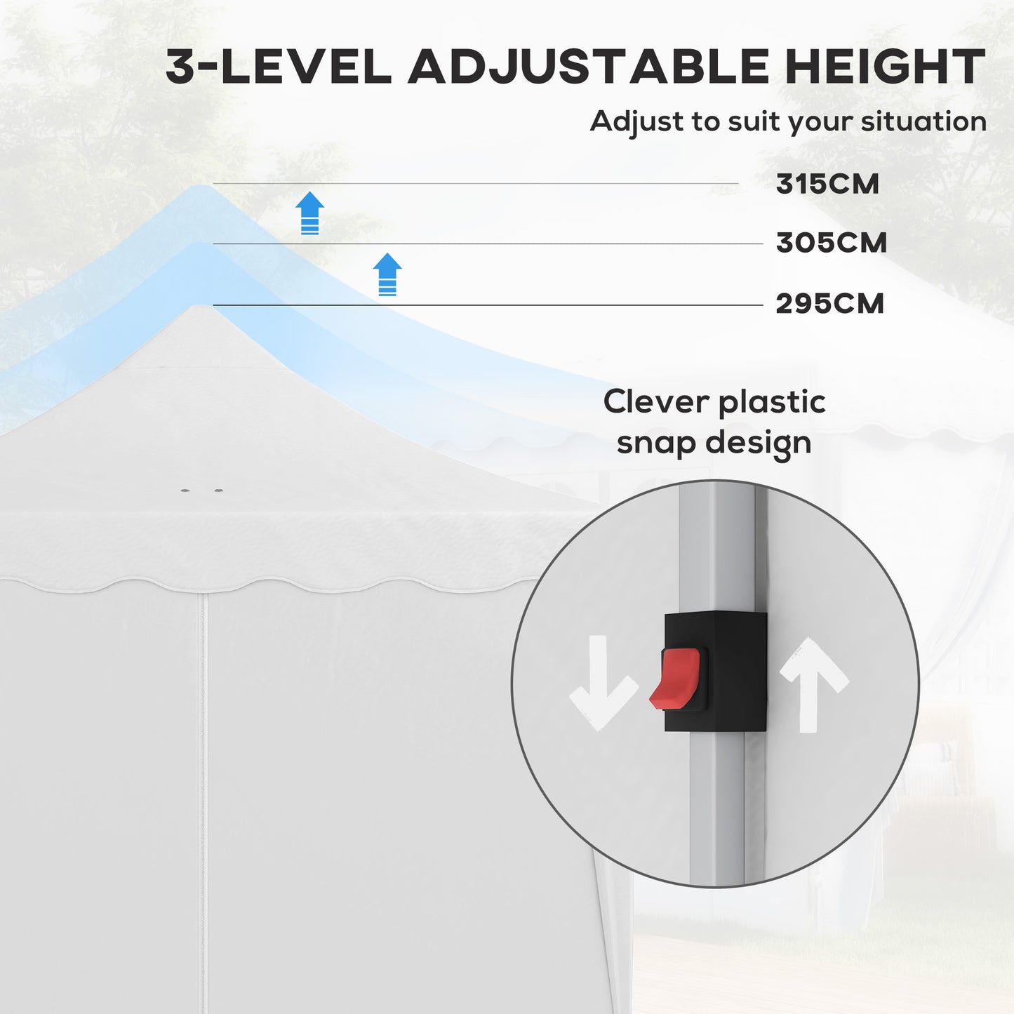 Outsunny 3x6m Pop Up Gazebo With Sides UPF50 Plus Height Adjustable Marquee Party Tent Wedding Canopy Carry Bag White