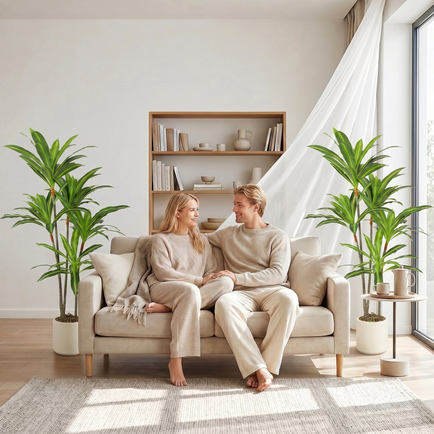 HOMCOM 150cm Artificial Dracaena Tree With Bendable Trunks And Lifelike PEVA Leaves Green Indoor Decor