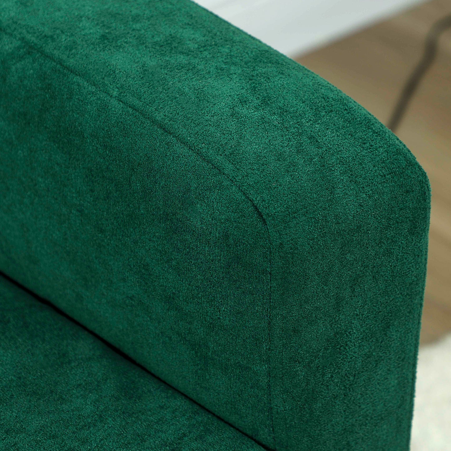 Homcom Velvet Feel Two Seater Sofa Green With S Springs And Wooden Legs Anti Slip Pads