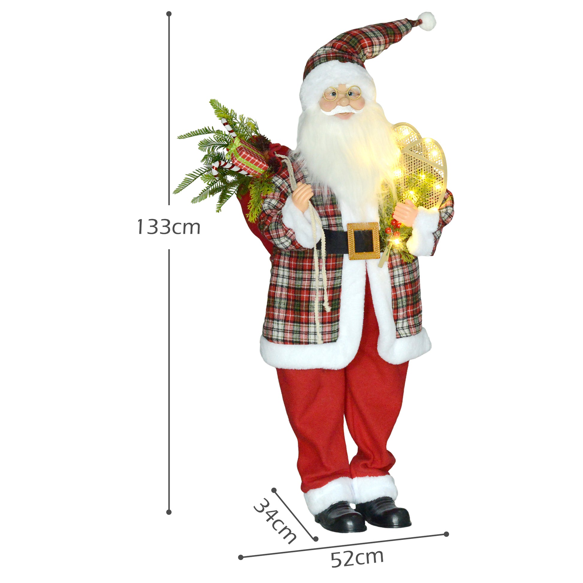 Jolly Life-Size Animated Santa Claus with Sound and Light Effects - 133cm Holiday Decoration for Festive Celebrations - ALL4U RETAILER LTD