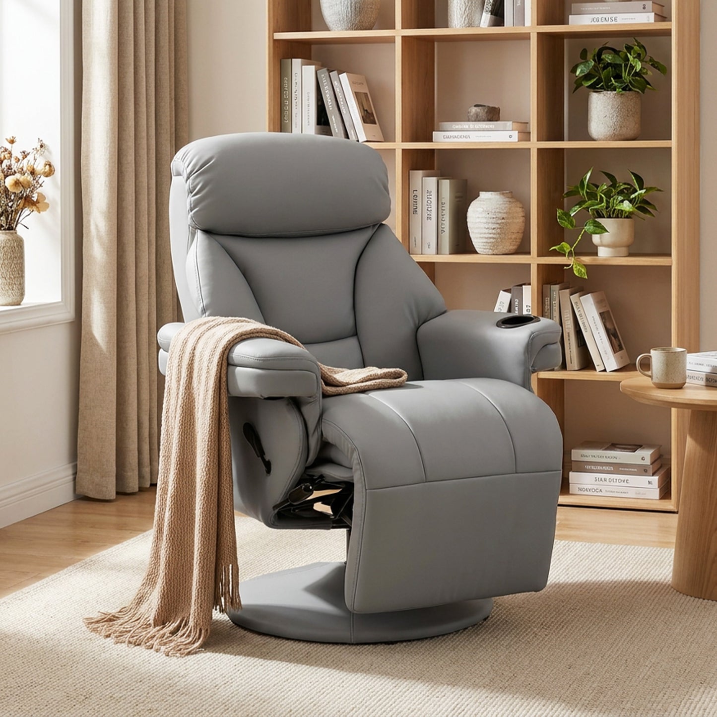 HOMCOM Upholstered Reclining Armchair With Footrest And Adjustable Backrest Manual Recliner Grey