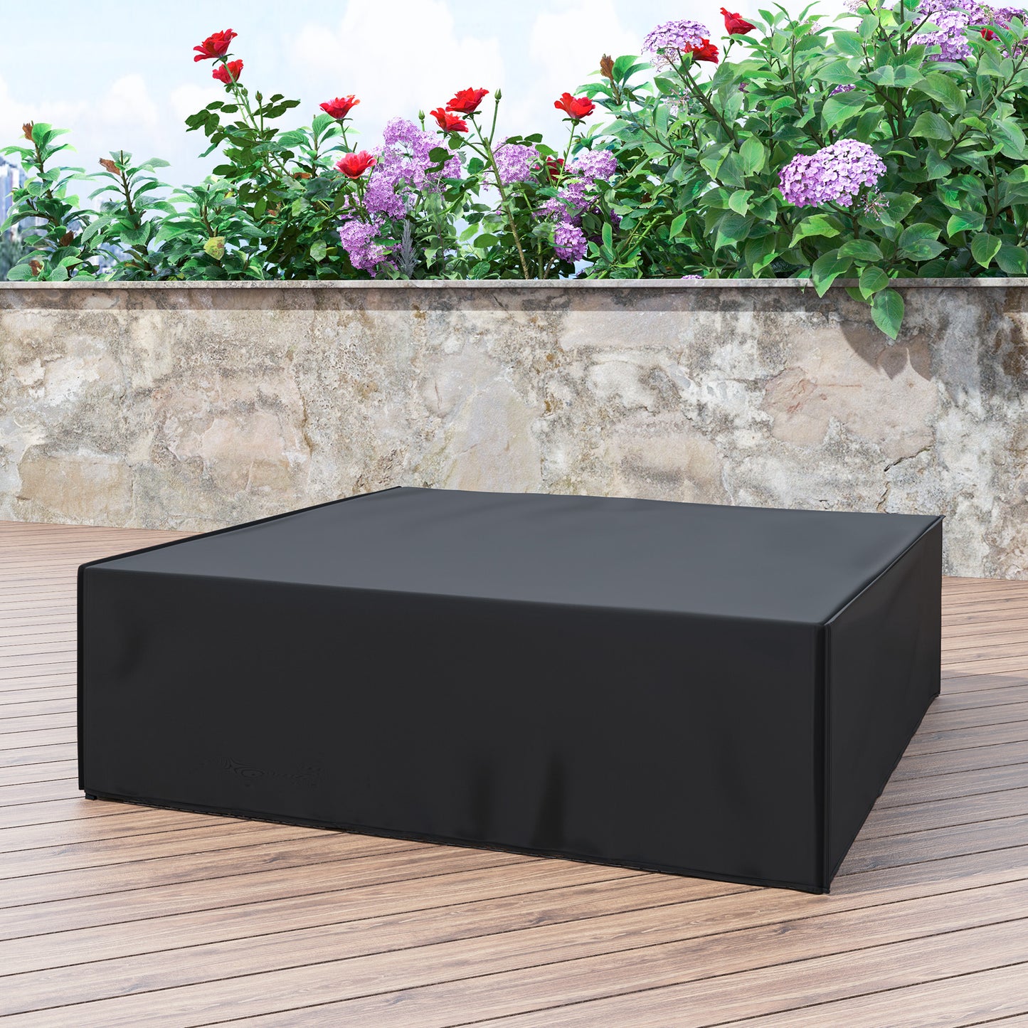 Outsunny Large Patio Furniture Set Cover 600D Oxford Square Waterproof 230 x 230 x 70 cm Black