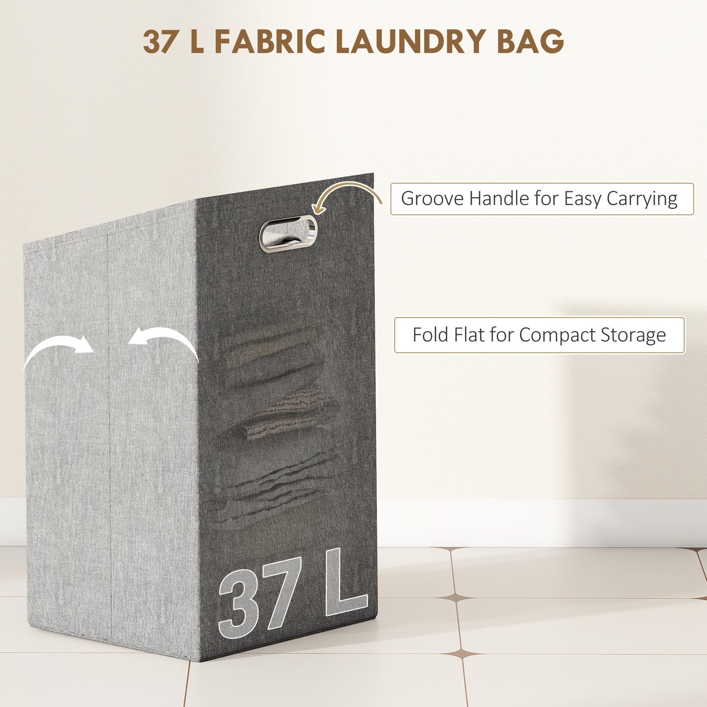HOMCOM Bamboo Laundry Cabinet With Slatted Door And Tilt Out Hamper Removable Liner Bag Natural Wood Finish 40x30Dx95cm