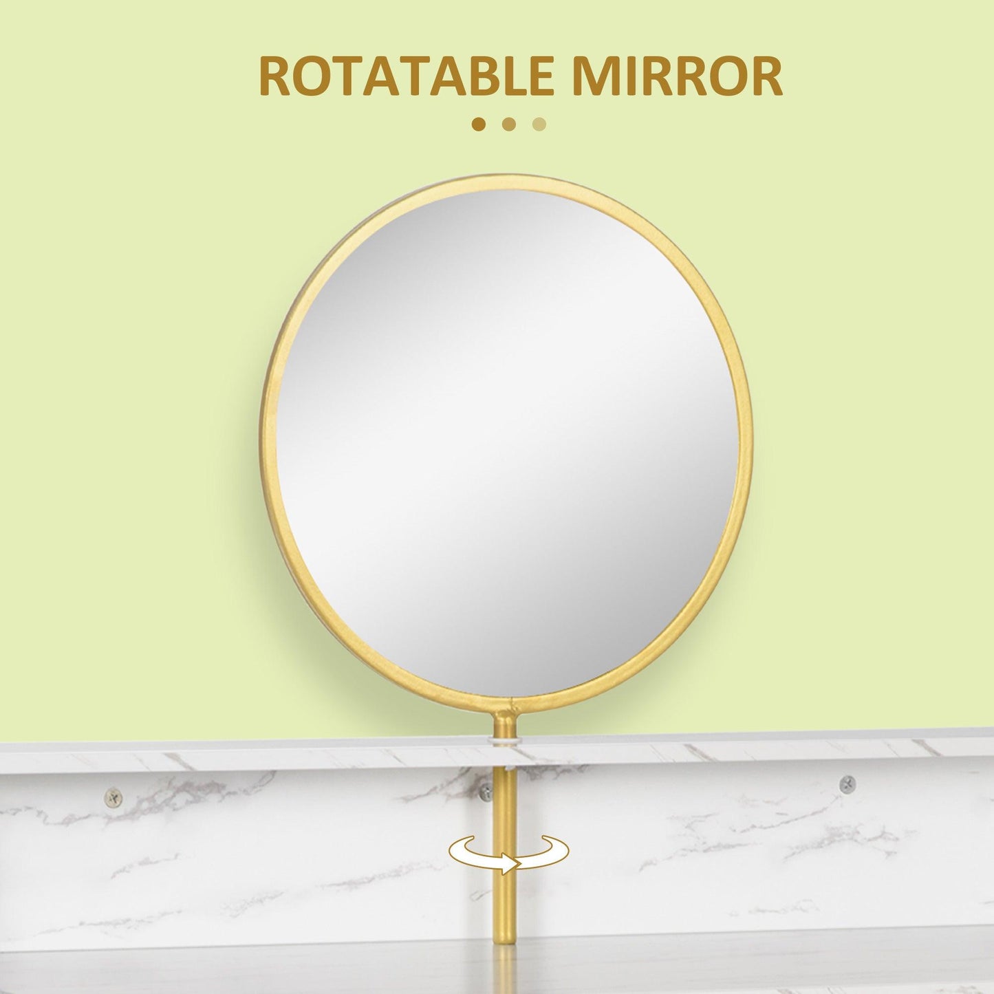 HOMCOM White Vanity Dressing Table with Round Mirror and Open Storage - ALL4U RETAILER LTD