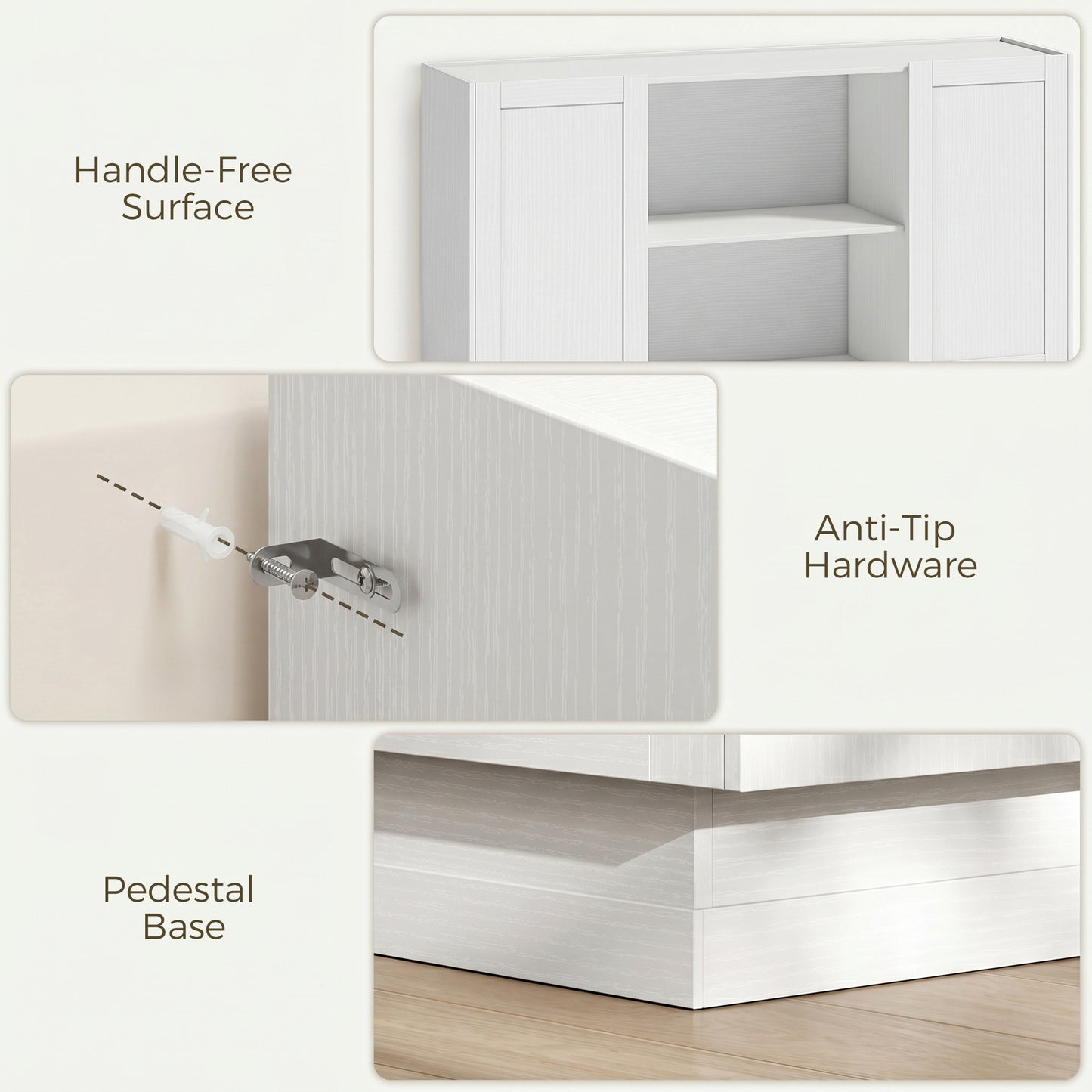 HOMCOM Sideboard Buffet Cabinet 133 cm Storage Cabinet With 2 Open Shelves 2 Cupboards Soft Close Doors White