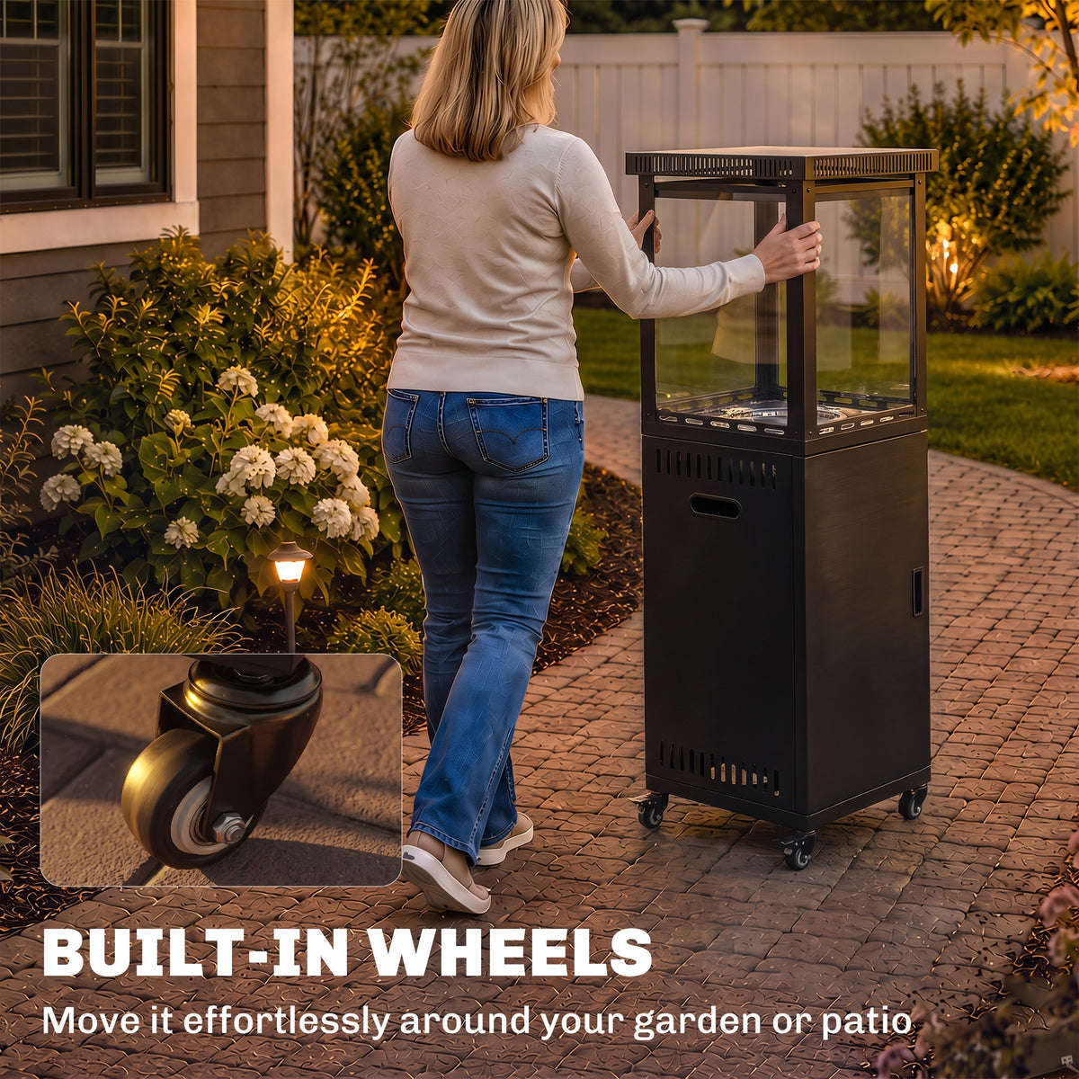 Outsunny Portable 13 kW Propane Patio Heater with Wheels and Heat Control
