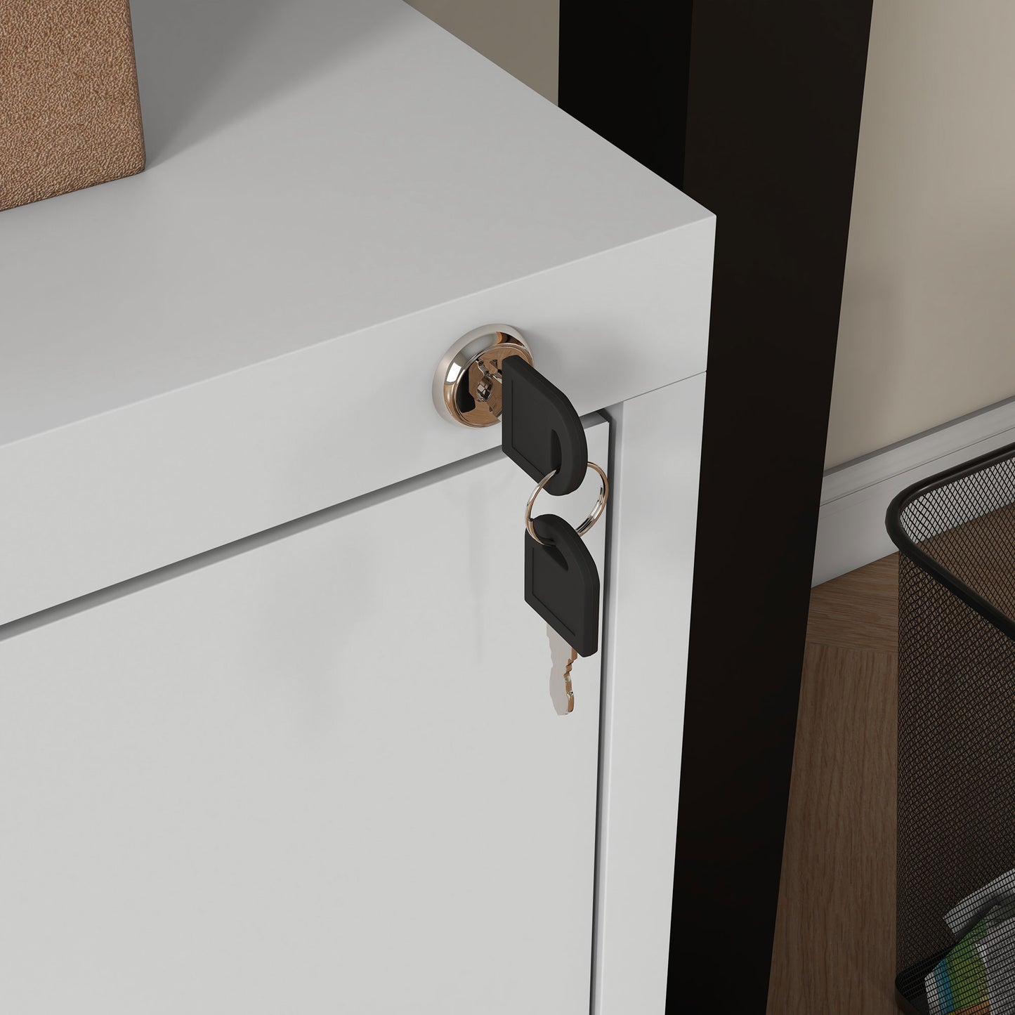 Modern White Steel Filing Cabinet with Three Drawers and Central Locking System - ALL4U RETAILER LTD