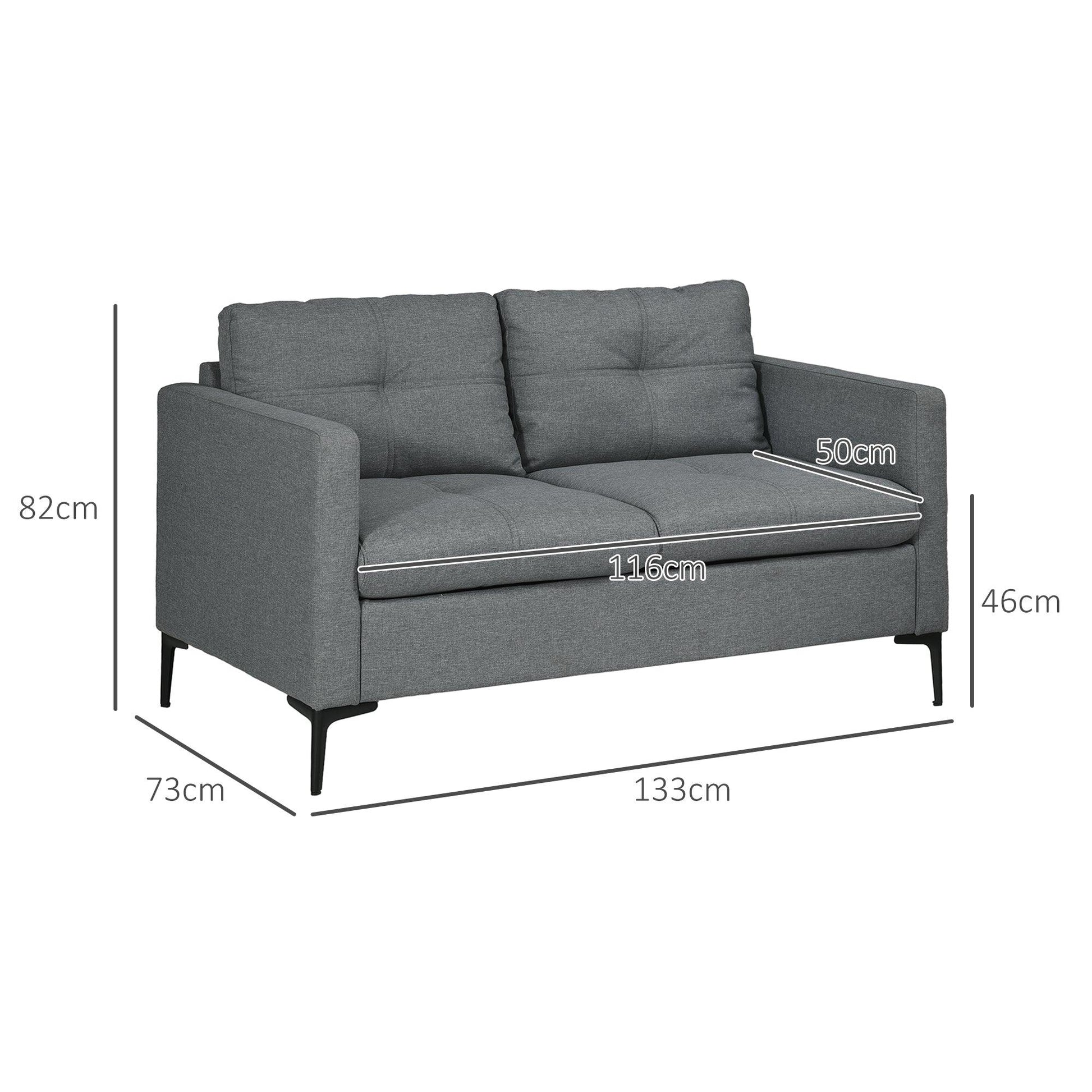 HOMCOM Modern Loveseat Sofa Upholstered 2 Seater Settee for Living Room Bedroom - ALL4U RETAILER LTD