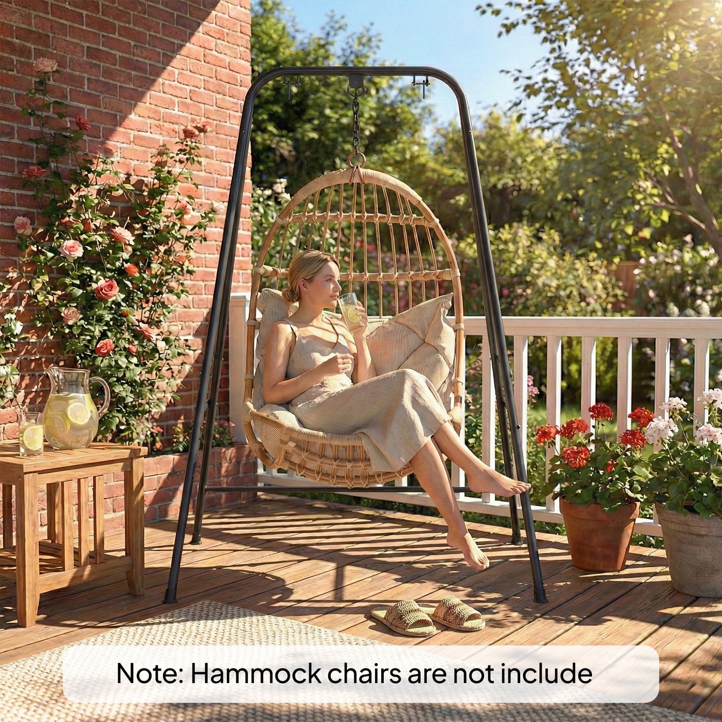 Outsunny Hammock Chair Stand 150 Kg Load Capacity For Indoor Outdoor Use Black All Weather