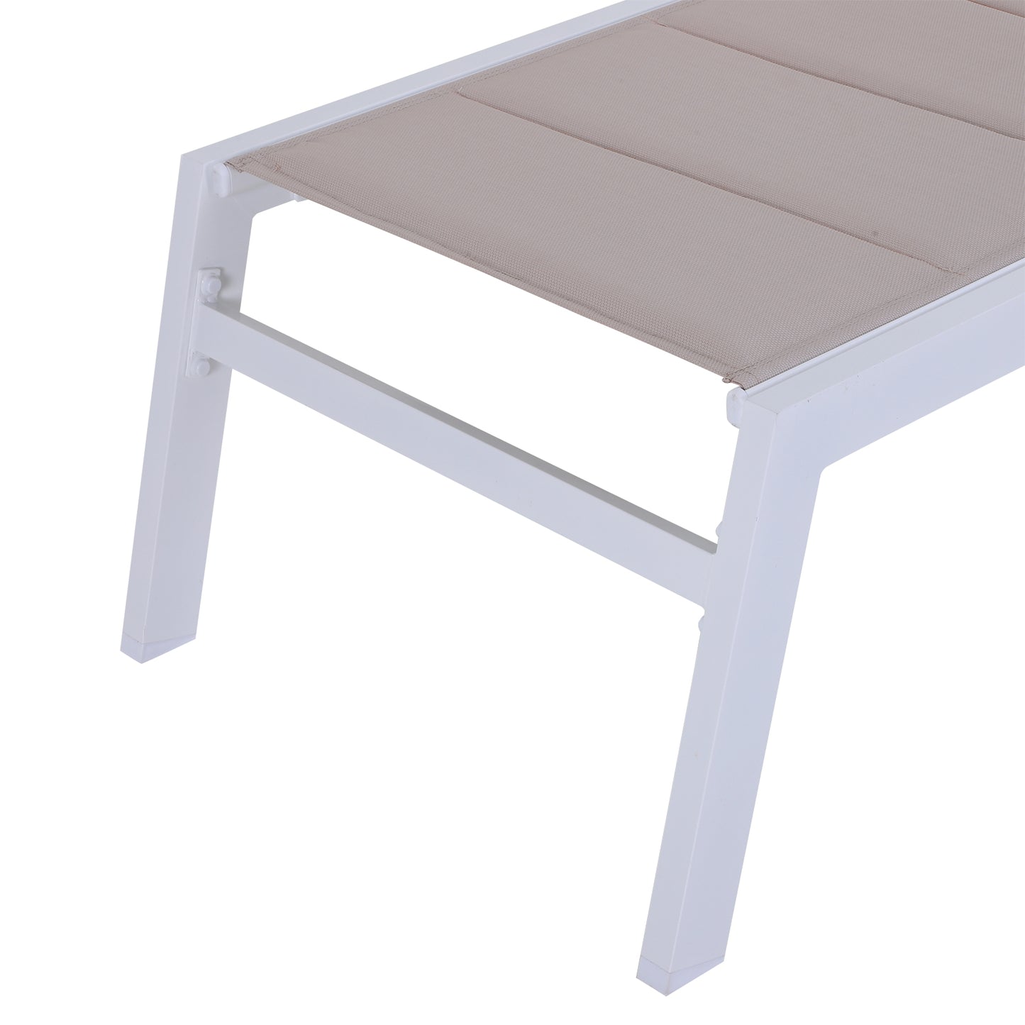 Outsunny Adjustable Aluminium Garden Sun Lounger with Padded Texteline Seat and Wheels - White - ALL4U RETAILER LTD