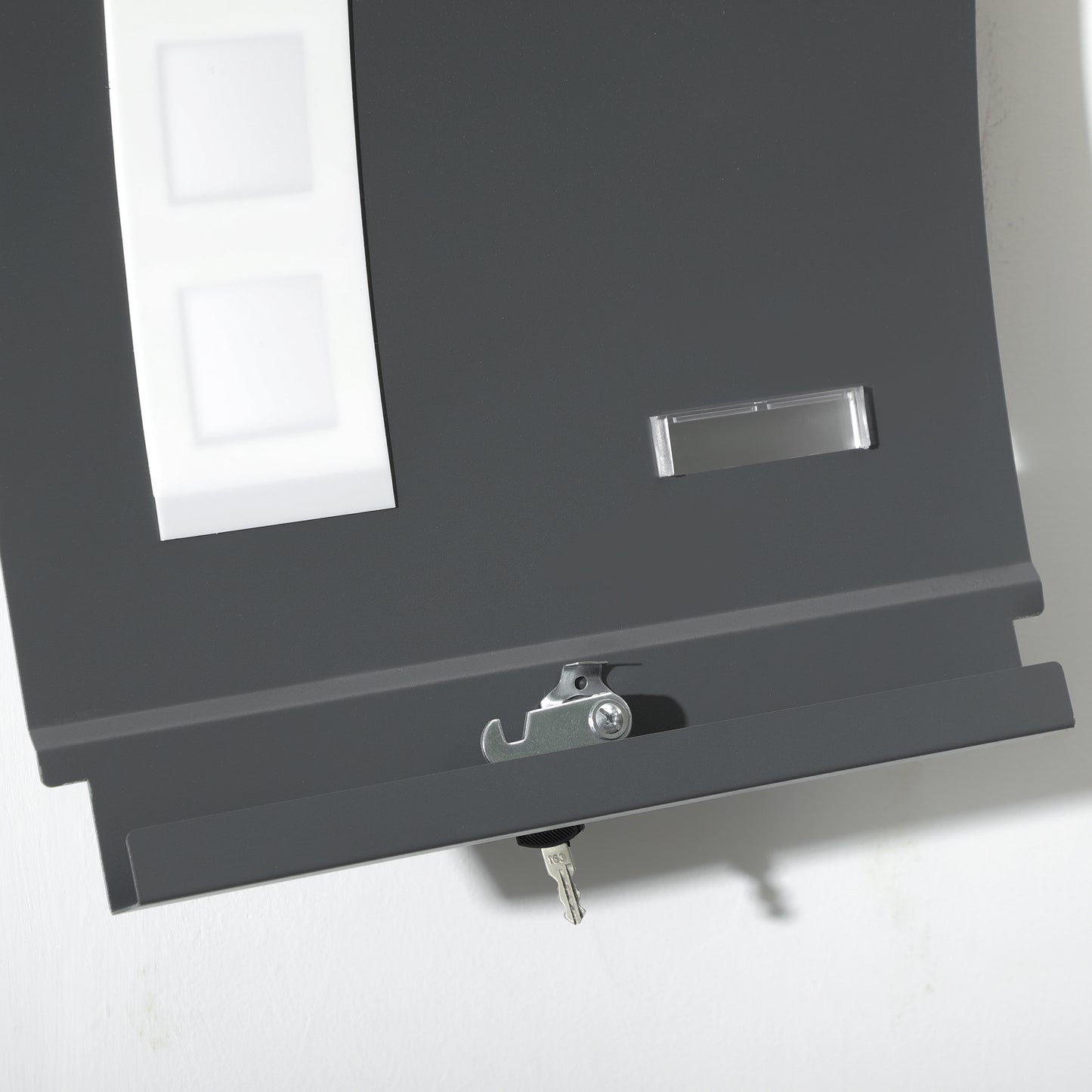 HOMCOM Modern Anthracite Grey Wall Mounted Mailbox with Lock, Viewing Windows, and Nameplate - ALL4U RETAILER LTD