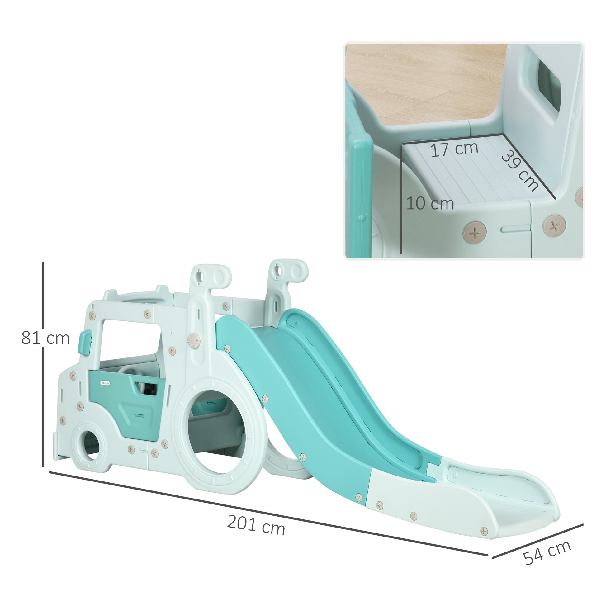 AIYAPLAY 4-in-1 Toddler Slide and Climber - Fun Car-Shaped Activity Center for Indoor and Outdoor Play, Light Blue - ALL4U RETAILER LTD