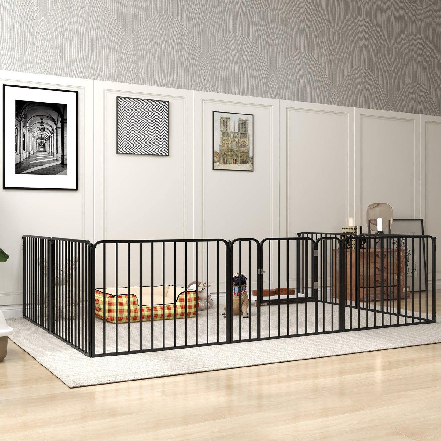 PawHut 8 Panels Heavy Duty Dog Pen, 60cm Height Pet Playpen for Indoor Outdoor, Small Dogs - ALL4U RETAILER LTD