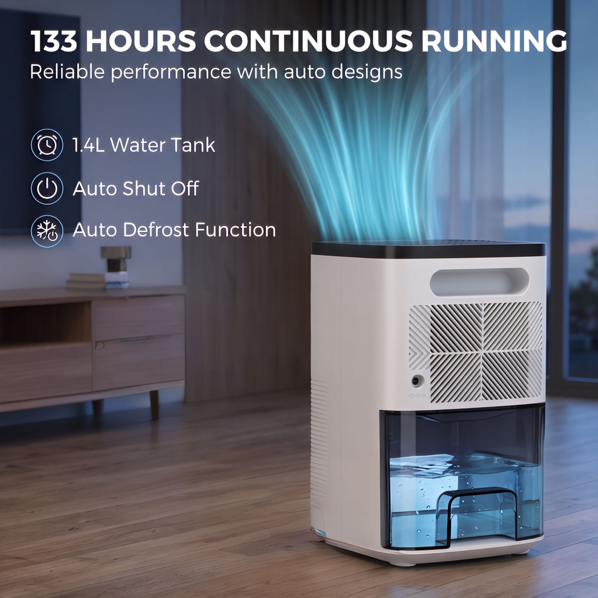 HOMCOM 300ml Per Day Mini Dehumidifier With RGB Lights And 1.4L Tank