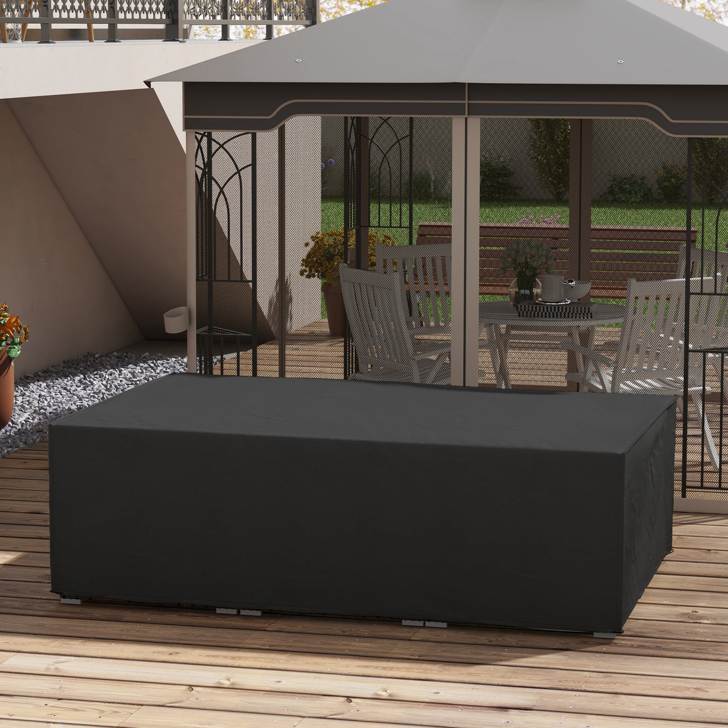 Outsunny Waterproof Outdoor Furniture Cover 222L X 155W X 67H Cm Black For Patio Rattan Set