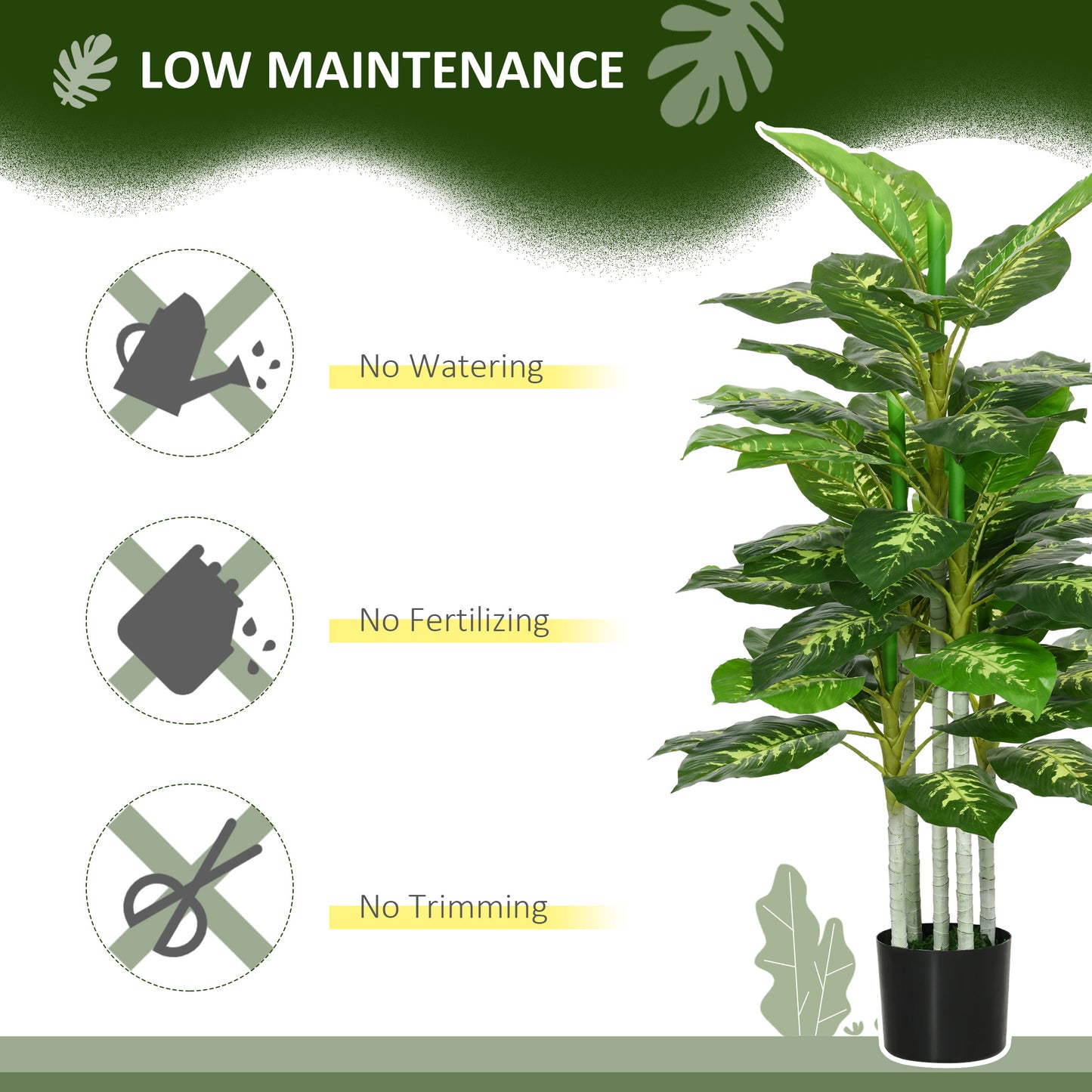 HOMCOM 120Cm Artificial Evergreen Tree Pre Potted Indoor Decor Decorative Plant With Cement Base