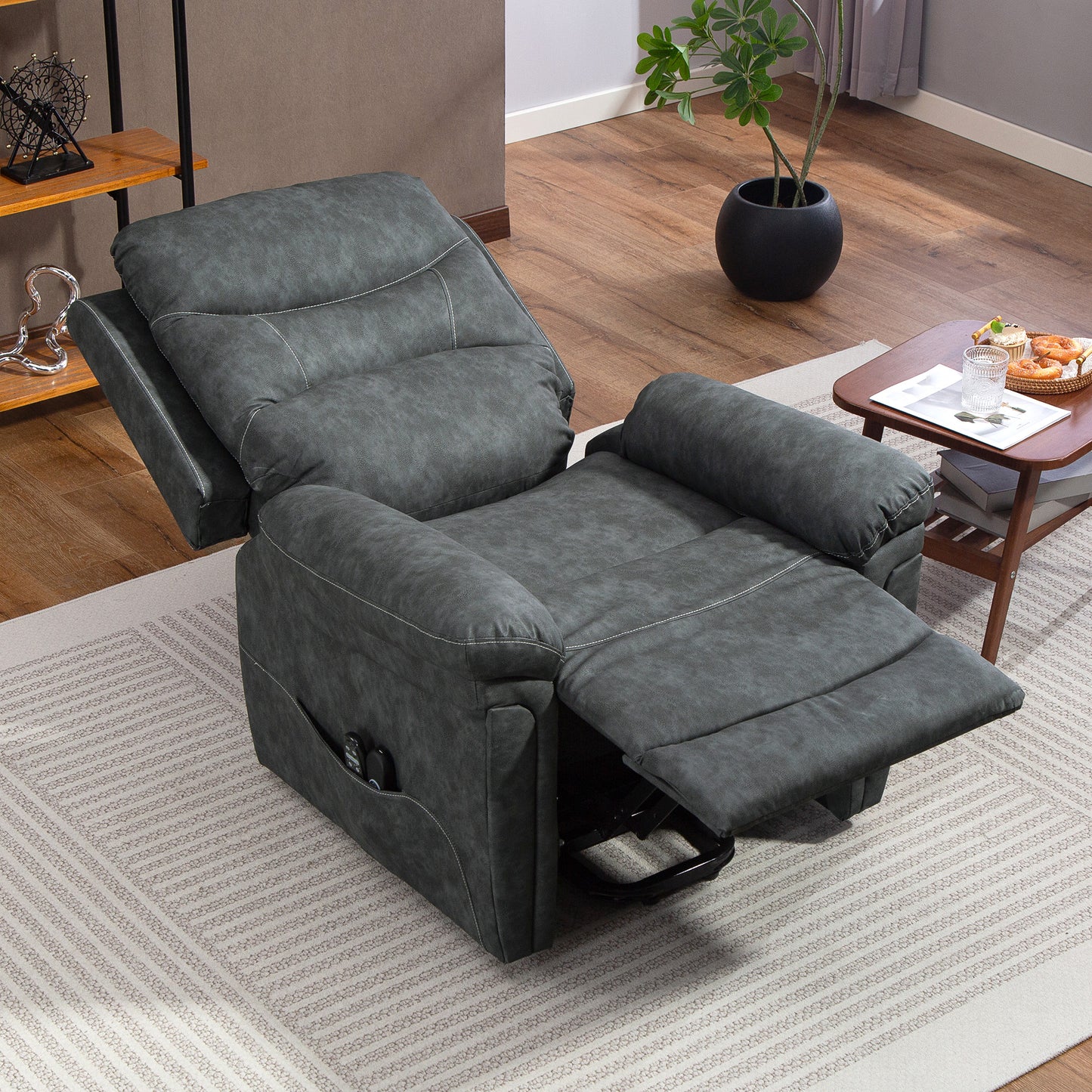 HOMCOM Power Lift Recliner Chair With Vibration Massage And Heat USB Charging Port Grey