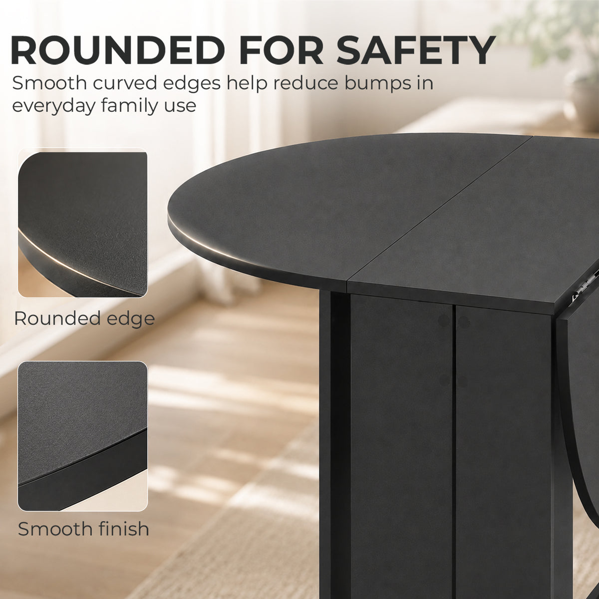 Homcom Folding Drop Leaf Dining Table For Small Spaces Kitchen Or Office Black