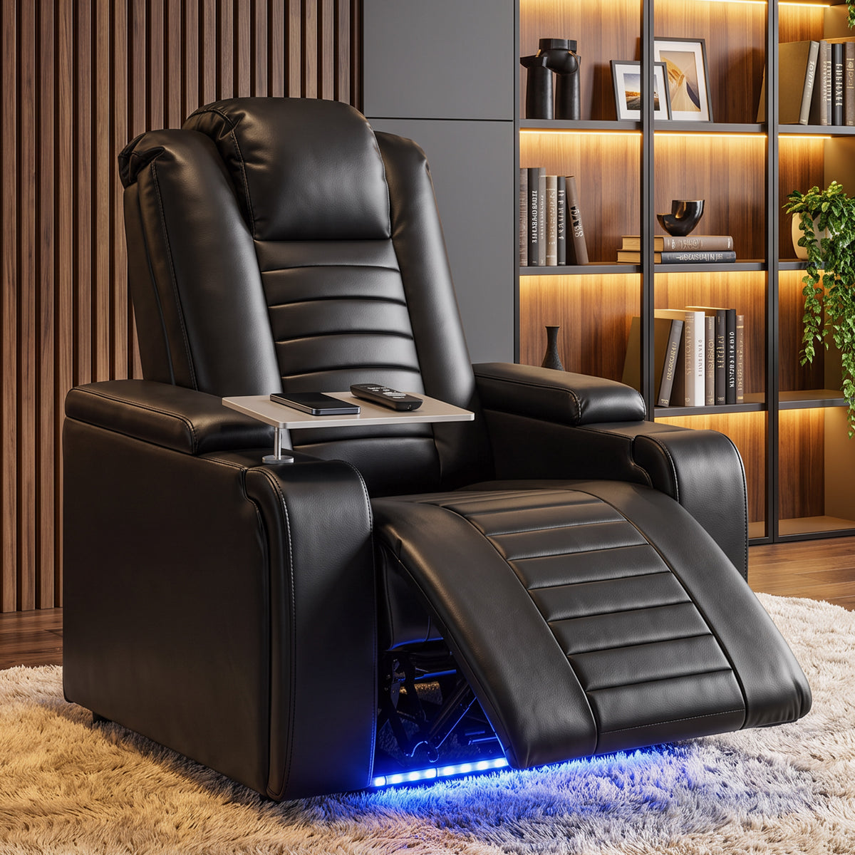 Homcom Electric Recliner Chair With Usb Tray And Led Lights