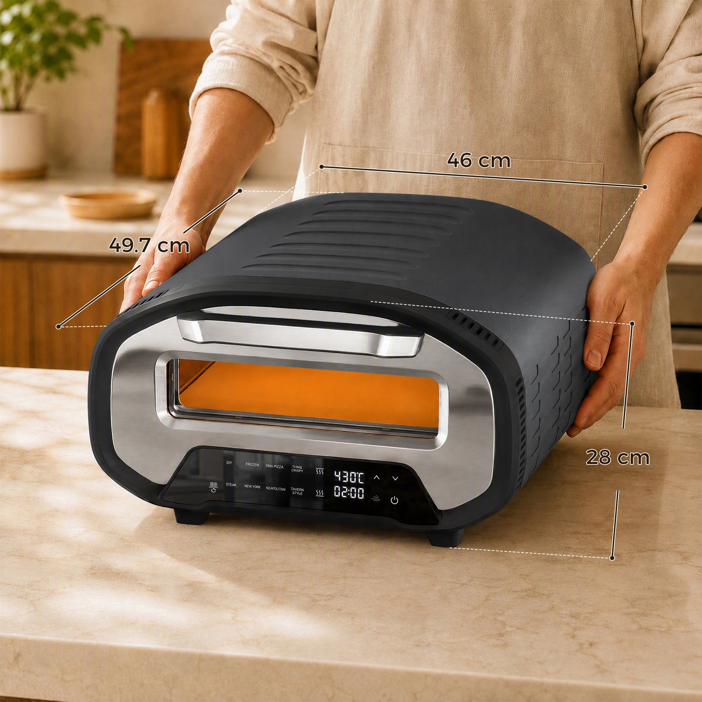 HOMCOM 12 Inch Electric Pizza Oven With 8 Preset Modes And Ceramic Stone